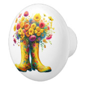 Blume und Gartenstiefel Keramikknauf (Rechts)