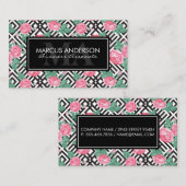 Blume und geometrischer Musterstil Terminkarte (Vorne/Hinten)