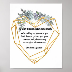 Blume und geometrisches Herz für Hochzeitsfeier Poster