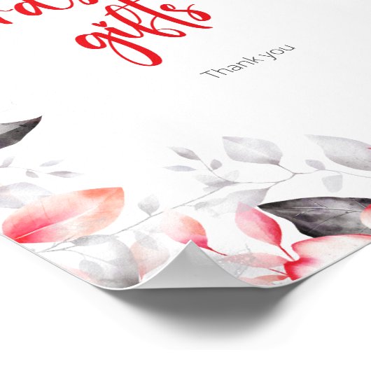 Blume und Geschenke in Rot und Grau Poster (Ecke)