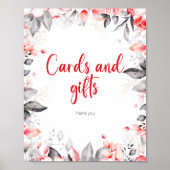 Blume und Geschenke in Rot und Grau Poster (Vorne)