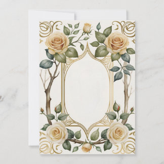 Blume und Goldrahmen Einladung