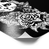 Blume und Gothic Cat Fotodruck (Ecke)