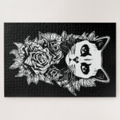 Blume und Gothic Cat Puzzle (Horizontal)