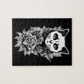 Blume und Gothic Cat Puzzle (Horizontal)