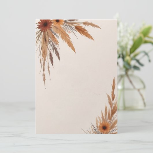 Blume und Gräser unbedruckt Einladung (Stehend Vorderseite)