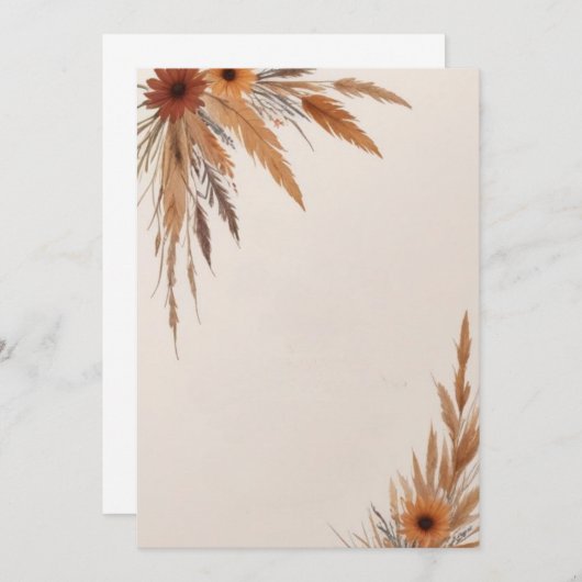 Blume und Gräser unbedruckt Einladung (Vorne/Hinten)