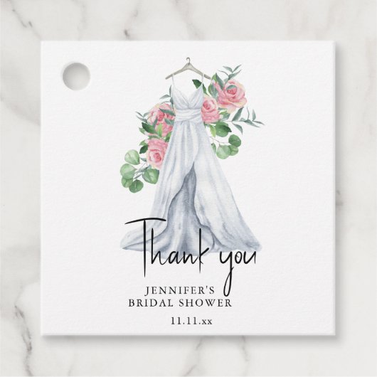 Blume und Grünpflanzen - vielen Dank Brautparty Geschenkanhänger (Vorderseite)