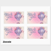 Blume und Heißluftballon vielen Dank Rechteckiger Aufkleber (Blatt)