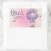 Blume und Heißluftballon vielen Dank Rechteckiger Aufkleber (Tasche)