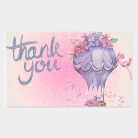 Blume und Heißluftballon vielen Dank Rechteckiger Aufkleber (Vorderseite)