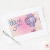 Blume und Heißluftballon vielen Dank Rechteckiger Aufkleber (Umschlag)