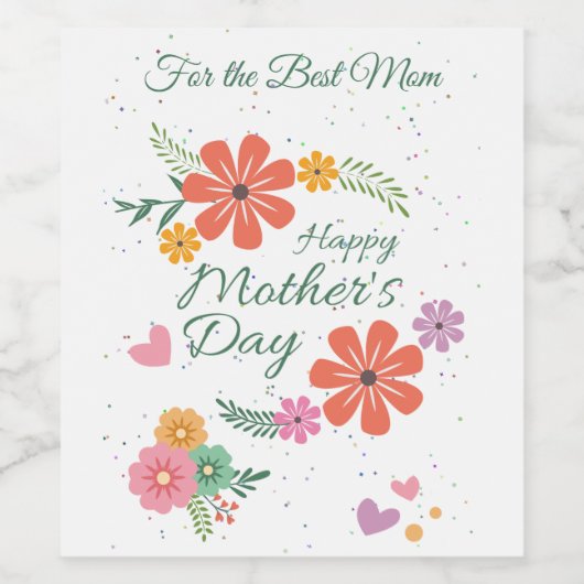 Blume und Herz der Mütter Weinetikett (Einzelnes Label)