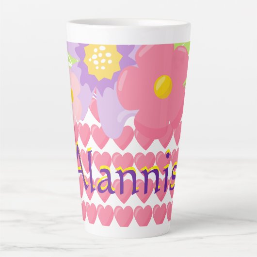 Blume und Herz Personalisiert Milchtasse (Vorderseite)