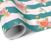 Blume und Herzen der Wasserfarben Geschenkpapier (Rolleneckpunkt)