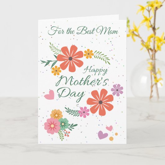 Blume und Herzen für Mütter Karte (Gelbe Blume)