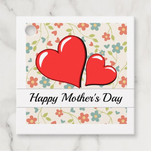 Blume und Herzen zum Muttertag Geschenkanhänger (Vorderseite)