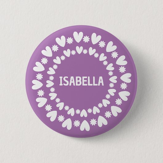Blume und Herzname Button (Vorderseite)