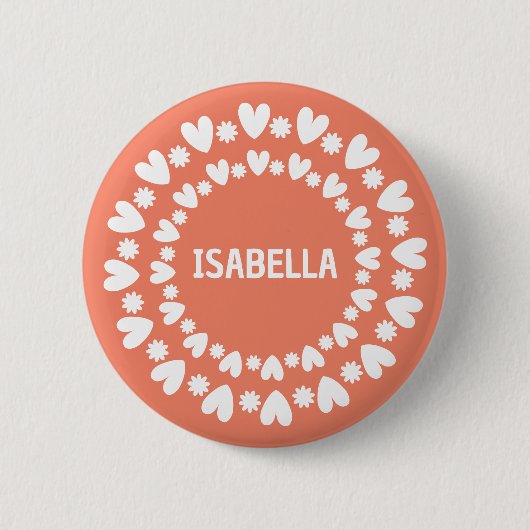 Blume und Herzname Button (Vorderseite)