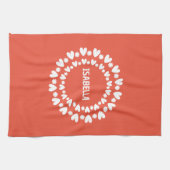 Blume und Herzname Geschirrtuch (Horizontal)