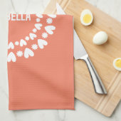 Blume und Herzname Geschirrtuch (Viertel Falte)