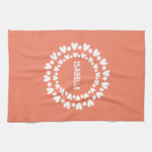 Blume und Herzname Geschirrtuch (Horizontal)