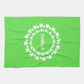 Blume und Herzname Geschirrtuch (Horizontal)
