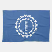 Blume und Herzname Geschirrtuch (Horizontal)