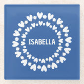 Blume und Herzname Glasuntersetzer (Vorderseite)