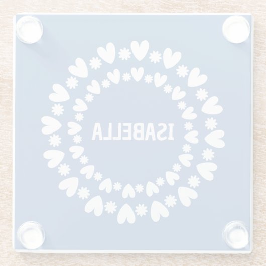 Blume und Herzname Glasuntersetzer (Rückseite)