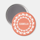 Blume und Herzname Magnet (Vorderseite/Rückseite)