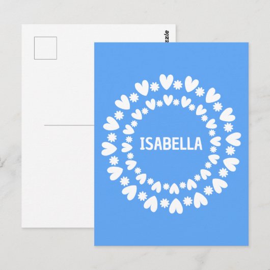 Blume und Herzname Postkarte (Vorne/Hinten)