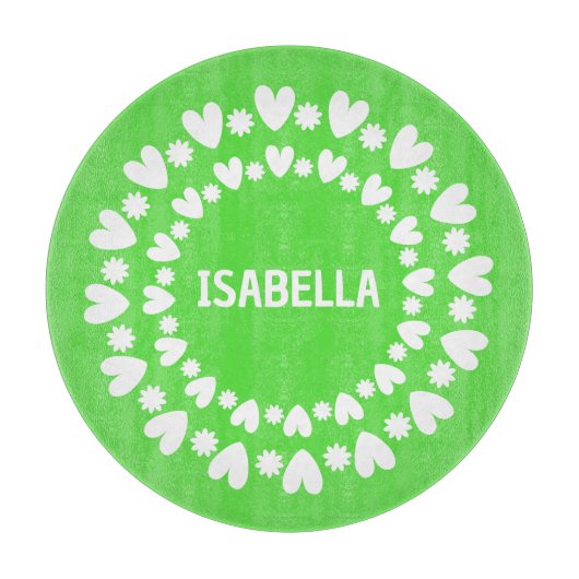 Blume und Herzname Schneidebrett (Vorderseite)