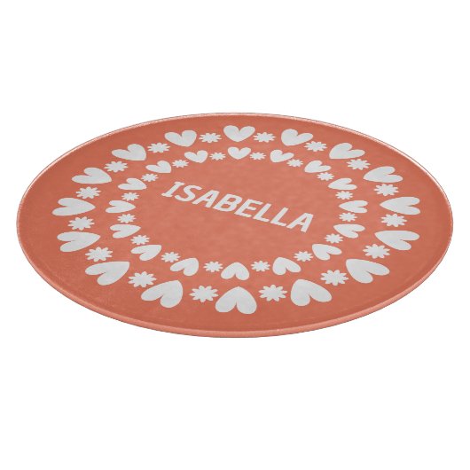 Blume und Herzname Schneidebrett (Ecke)