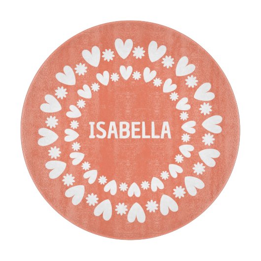 Blume und Herzname Schneidebrett (Vorderseite)