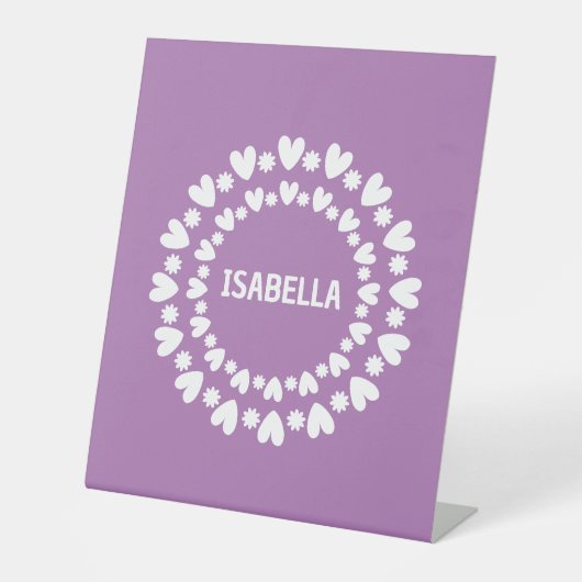 Blume und Herzname Sockelschild (Vorderseite)