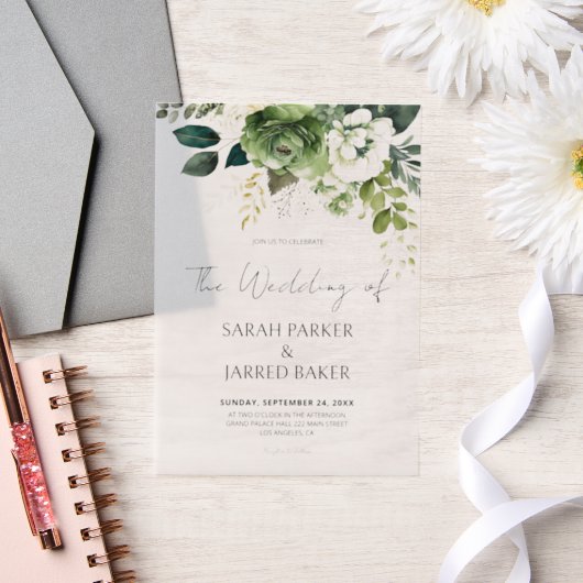 Blume und Hochzeiten im Grünen Pergament Einladungen (Hochzeit)