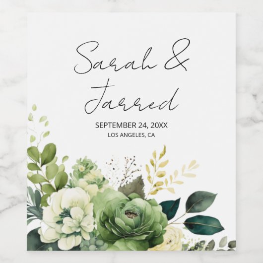 Blume und Hochzeiten im Grünen Weinetikett (Einzelnes Label)