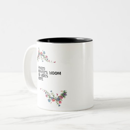 Blume und Hoffnungsdesign Zweifarbige Tasse (Vorderseite Links)
