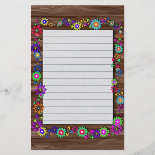 Blume und Holzkörner Briefpapier (Vorderseite)