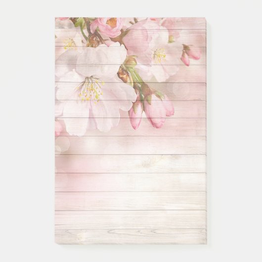 Blume und Holzkörner Post-it Klebezettel (Vorderseite)