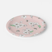 Blume und Honigbienen rosa Pappteller (Schrägansicht)