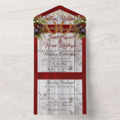 Blume und Hufeisen, rotes Band All In One Einladung (Innen Boden)