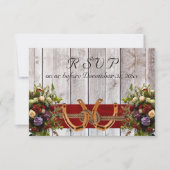 Blume und Hufeisen, rotes Band RSVP Karte (Vorderseite)