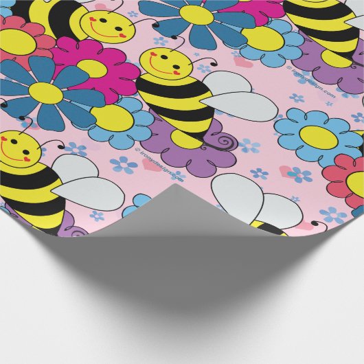 Blume und Hummelbienen Geschenkpapier (Ecke)