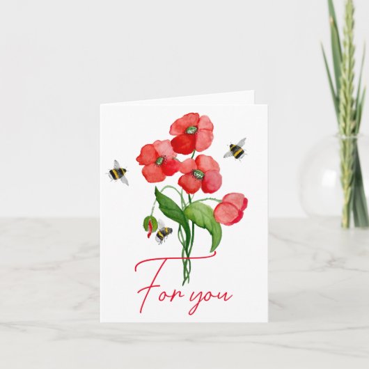Blume und Hummeln aus Scharlachrot (Vorderseite)