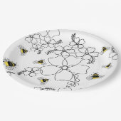 Blume und Hummeln im minimalistischen Stil Pappteller (Schrägansicht)