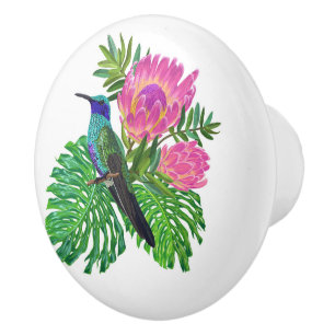 Blume und Humming-Bird-Keramik Keramikknauf