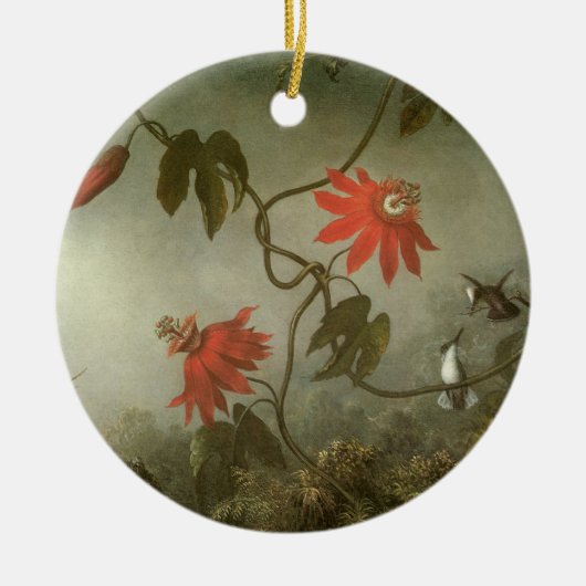 Blume und Hummingbirds von Martin J Heade Keramik Ornament (Vorne)