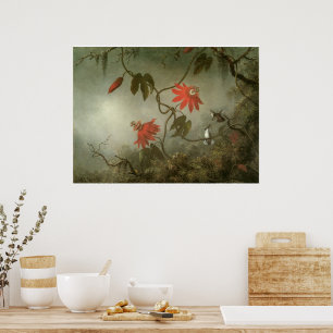 Blume und Hummingbirds von Martin J Heade Poster
